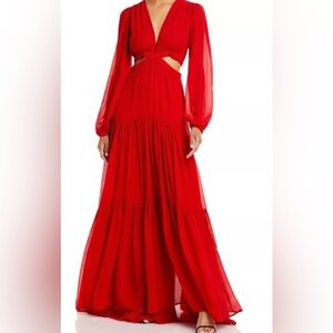 ALC - Size 6 Isabelle Silk Red Maxi Dress